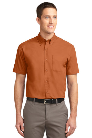 Port Authority Short Sleeve Easy Care Shirt (Texas Orange/ Light Stone)