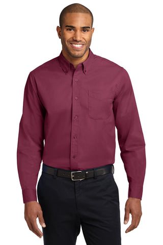 Port Authority Extended Size Long Sleeve Easy Care Shirt (Burgundy/ Light Stone)