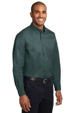 Port Authority Extended Size Long Sleeve Easy Care Shirt (Dark Green/ Navy)