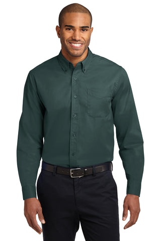 Port Authority Extended Size Long Sleeve Easy Care Shirt (Dark Green/ Navy)