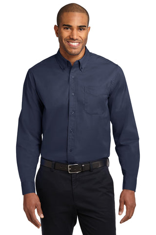 Port Authority Extended Size Long Sleeve Easy Care Shirt (Navy/ Light Stone)