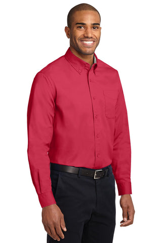 Port Authority Extended Size Long Sleeve Easy Care Shirt (Red/ Light Stone)