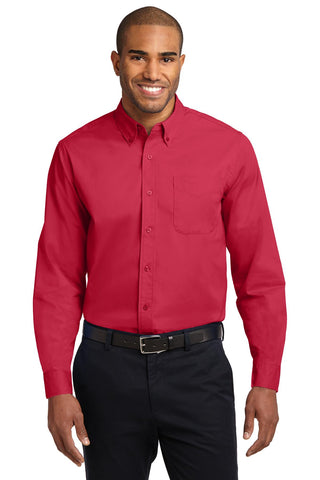 Port Authority Extended Size Long Sleeve Easy Care Shirt (Red/ Light Stone)