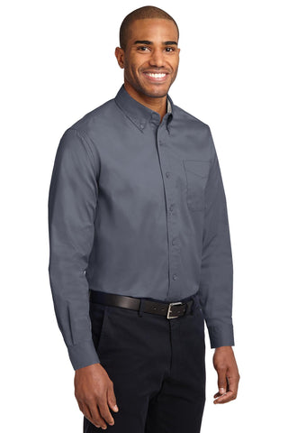 Port Authority Extended Size Long Sleeve Easy Care Shirt (Steel Grey/ Light Stone)