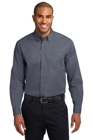 Port Authority Extended Size Long Sleeve Easy Care Shirt (Steel Grey/ Light Stone)