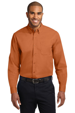 Port Authority Extended Size Long Sleeve Easy Care Shirt (Texas Orange/ Light Stone)