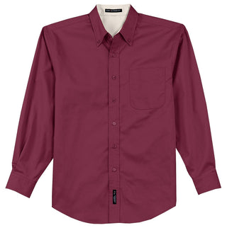 Port Authority Long Sleeve Easy Care Shirt (Burgundy/ Light Stone)