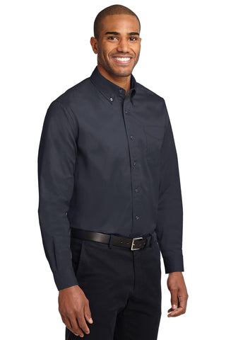 Port Authority Long Sleeve Easy Care Shirt (Classic Navy/ Light Stone)