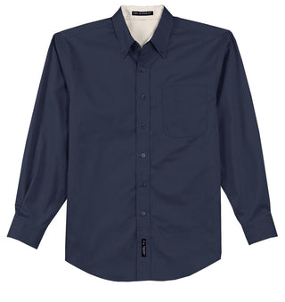 Port Authority Long Sleeve Easy Care Shirt (Navy/ Light Stone)