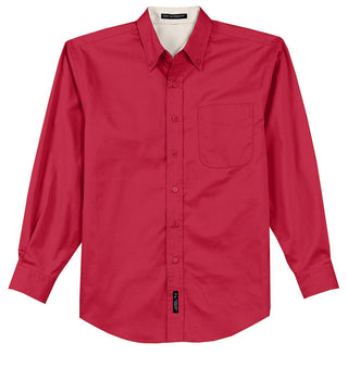 Port Authority Long Sleeve Easy Care Shirt (Red/ Light Stone)