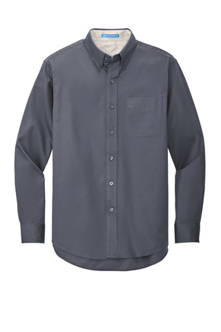 Port Authority Long Sleeve Easy Care Shirt (Steel Grey/ Light Stone)