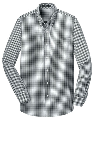 Port Authority Long Sleeve Gingham Easy Care Shirt (Black/ Charcoal)