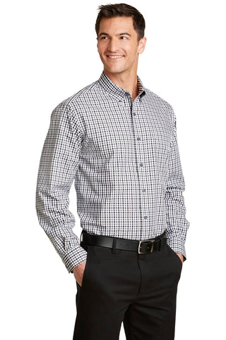 Port Authority Long Sleeve Gingham Easy Care Shirt (Black/ Charcoal)