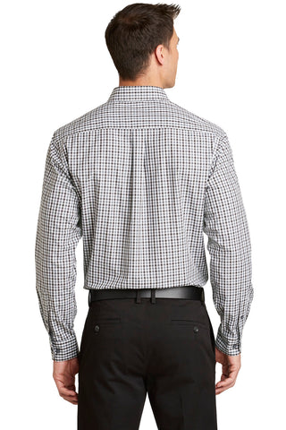 Port Authority Long Sleeve Gingham Easy Care Shirt (Black/ Charcoal)