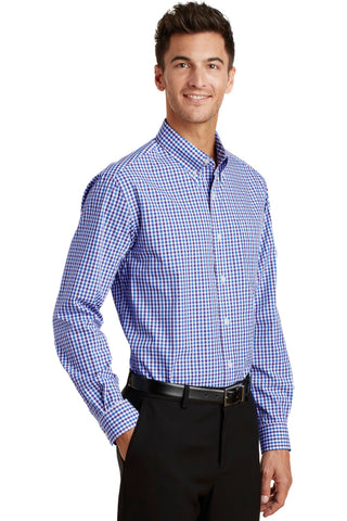 Port Authority Long Sleeve Gingham Easy Care Shirt (Blue/ Purple)