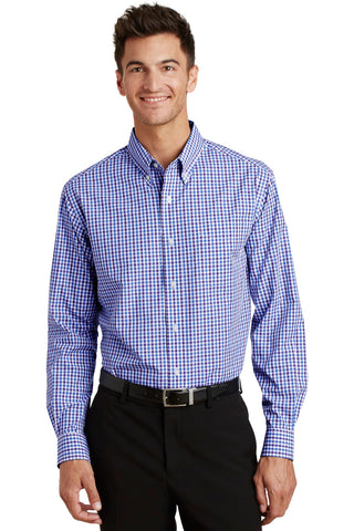 Port Authority Long Sleeve Gingham Easy Care Shirt (Blue/ Purple)