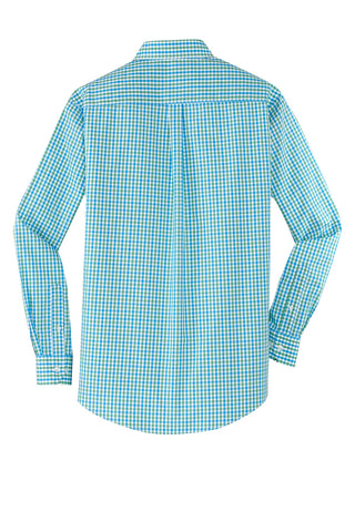 Port Authority Long Sleeve Gingham Easy Care Shirt (Green/ Aqua)