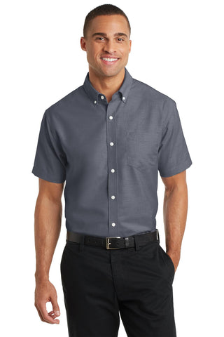 Port Authority Short Sleeve SuperPro Oxford Shirt (Black)