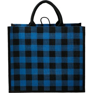 Printwear Buffalo Plaid Printed Jute Tote (Blue)