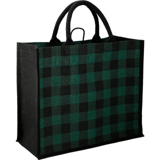 Printwear Buffalo Plaid Printed Jute Tote (Green)