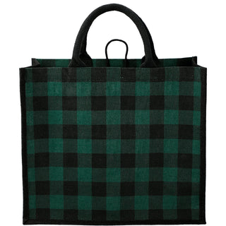 Printwear Buffalo Plaid Printed Jute Tote (Green)