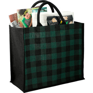 Printwear Buffalo Plaid Printed Jute Tote (Green)