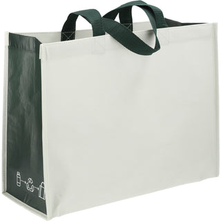 Printwear RPET Laminated Matte Shopper Tote (Natural/Hunter Green)