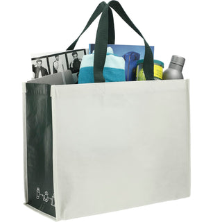 Printwear RPET Laminated Matte Shopper Tote (Natural/Hunter Green)