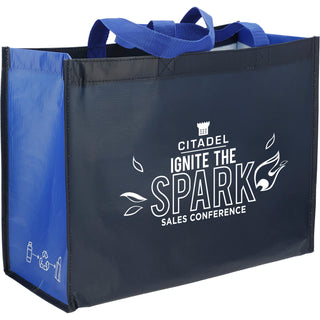 Printwear RPET Laminated Matte Shopper Tote (Navy/Royal)