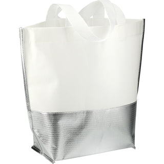 Printwear Large Laminated Metallic Bottom Tote (White/Silver)