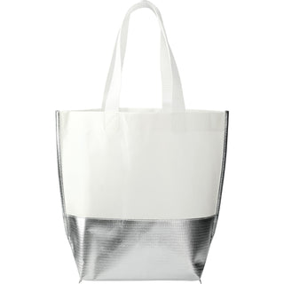 Printwear Large Laminated Metallic Bottom Tote (White/Silver)