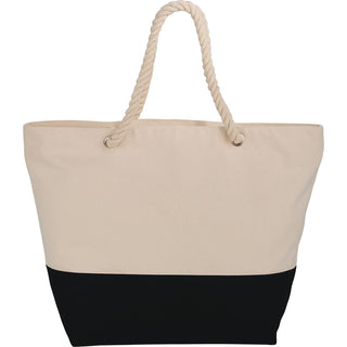 Printwear Zippered 12oz Cotton Canvas Rope Tote (Black)