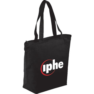 Printwear Maine 8oz Cotton Canvas Zippered Tote (Black)