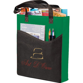 Printwear Rivers Pocket Non-Woven Convention Tote (Green with Black Trim)