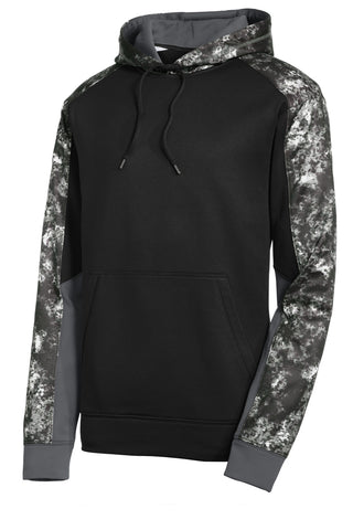 Sport-Tek Sport-Wick Mineral Freeze Fleece Colorblock Hooded Pullover (Black/ Black)