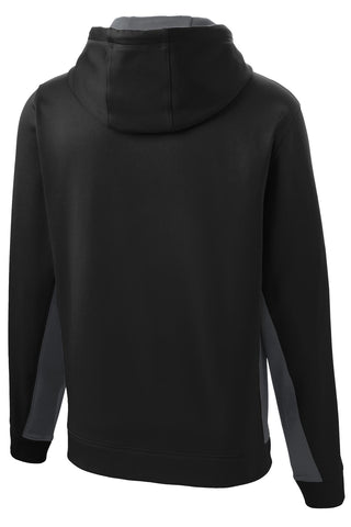 Sport-Tek Sport-Wick Fleece Colorblock Hooded Pullover (Black/ Dark Smoke Grey)