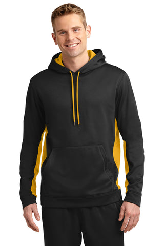 Sport-Tek Sport-Wick Fleece Colorblock Hooded Pullover (Black/ Gold)