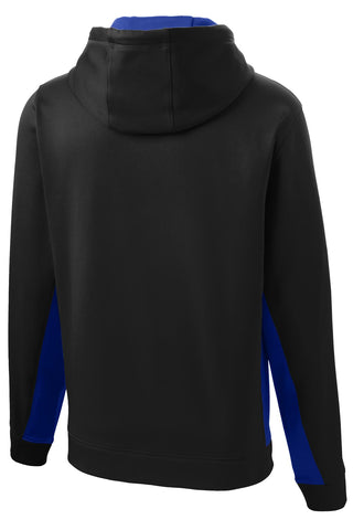 Sport-Tek Sport-Wick Fleece Colorblock Hooded Pullover (Black/ True Royal)