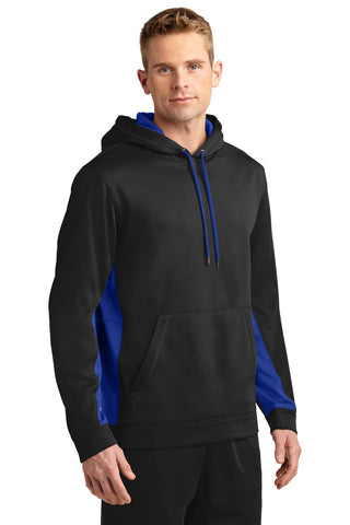 Sport-Tek Sport-Wick Fleece Colorblock Hooded Pullover (Black/ True Royal)