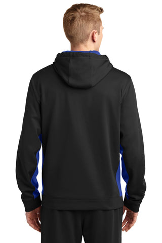 Sport-Tek Sport-Wick Fleece Colorblock Hooded Pullover (Black/ True Royal)