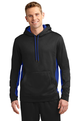 Sport-Tek Sport-Wick Fleece Colorblock Hooded Pullover (Black/ True Royal)