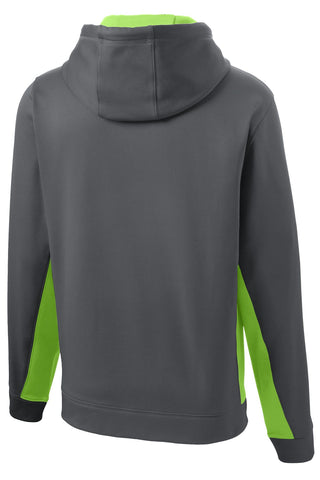 Sport-Tek Sport-Wick Fleece Colorblock Hooded Pullover (Dark Smoke Grey/ Lime Shock)