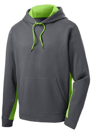 Sport-Tek Sport-Wick Fleece Colorblock Hooded Pullover (Dark Smoke Grey/ Lime Shock)