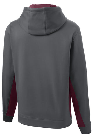 Sport-Tek Sport-Wick Fleece Colorblock Hooded Pullover (Dark Smoke Grey/ Maroon)