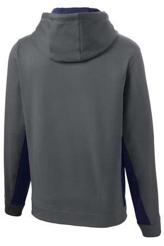 Sport-Tek Sport-Wick Fleece Colorblock Hooded Pullover (Dark Smoke Grey/ Navy)