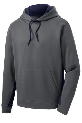 Sport-Tek Sport-Wick Fleece Colorblock Hooded Pullover (Dark Smoke Grey/ Navy)