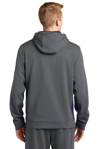 Sport-Tek Sport-Wick Fleece Colorblock Hooded Pullover (Dark Smoke Grey/ Navy)