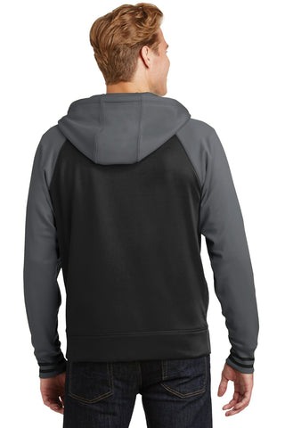 Sport-Tek Sport-Wick Varsity Fleece Full-Zip Hooded Jacket (Black/ Dark Smoke Grey)