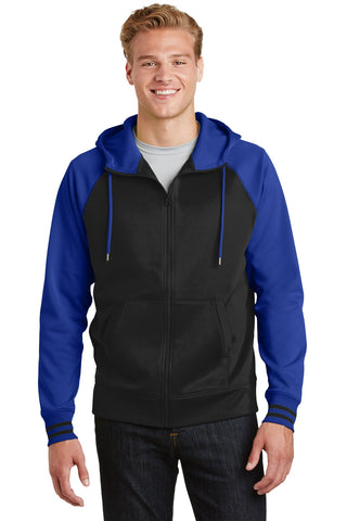 Sport-Tek Sport-Wick Varsity Fleece Full-Zip Hooded Jacket (Black/ True Royal)