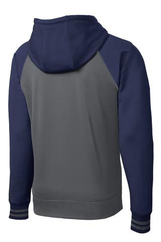 Sport-Tek Sport-Wick Varsity Fleece Full-Zip Hooded Jacket (Dark Smoke Grey/ Navy)
